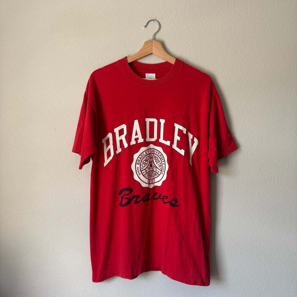 Vintage 90s Bradley University Braves Flexwear T Shirt Large USA Made